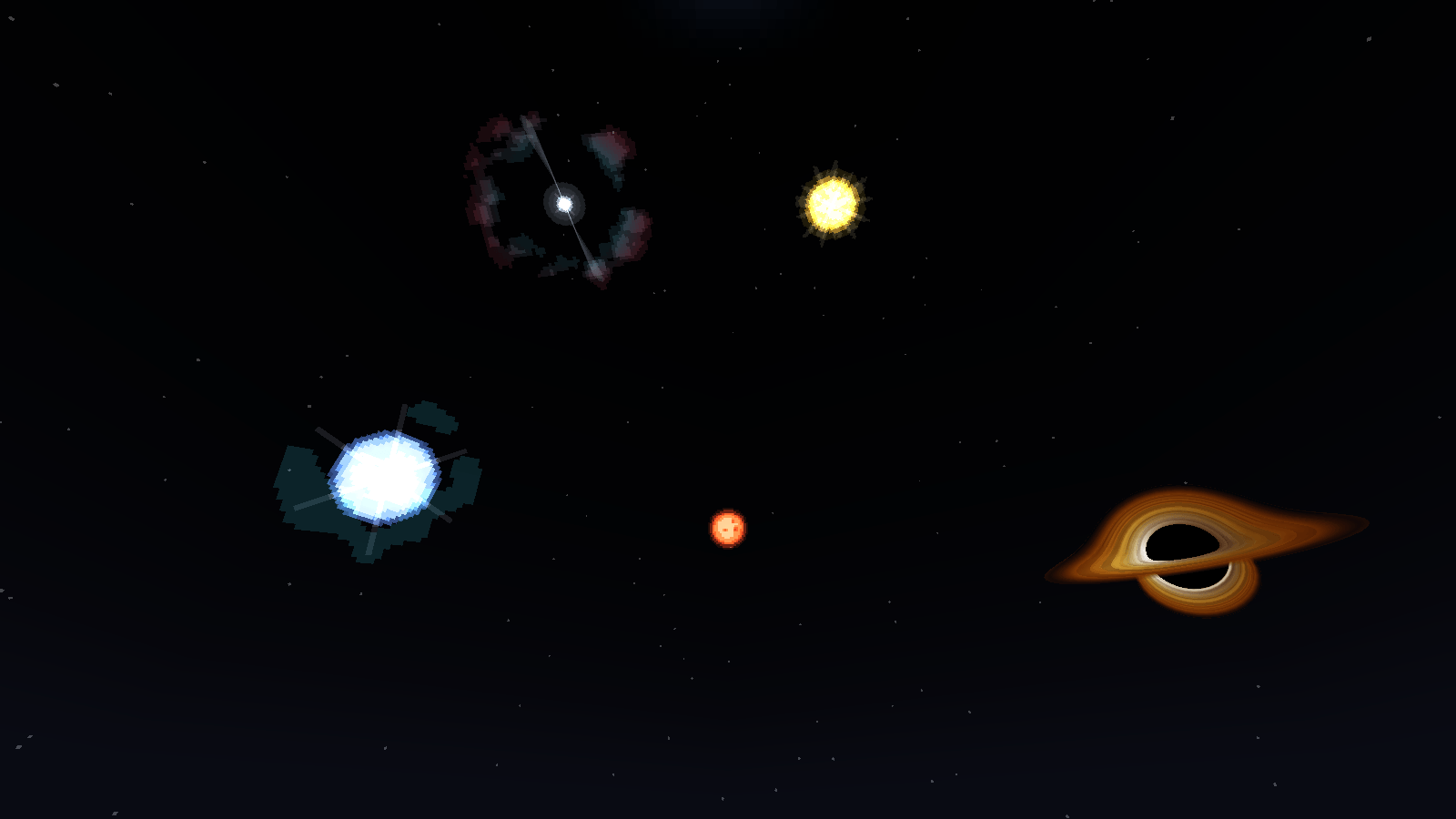 The five sky objects at night