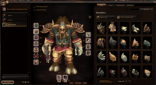 Thumbnail RandomMog 1.5.0 in action: select the item slots you want to change, then roll new looks in Midnight’s transmog window.