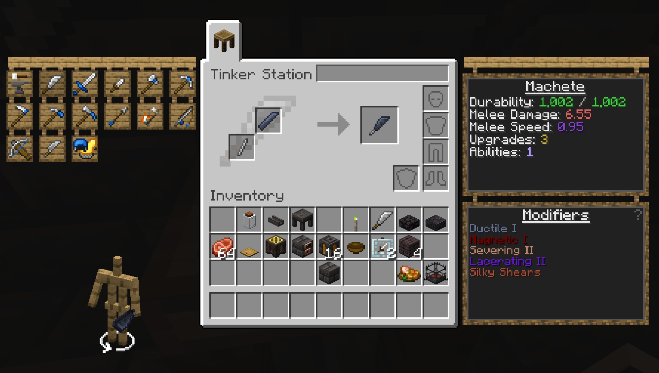 making a machete in the tinker station