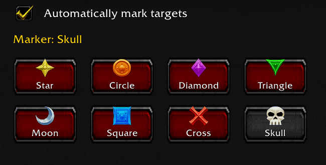Quest Targets raid marker settings
