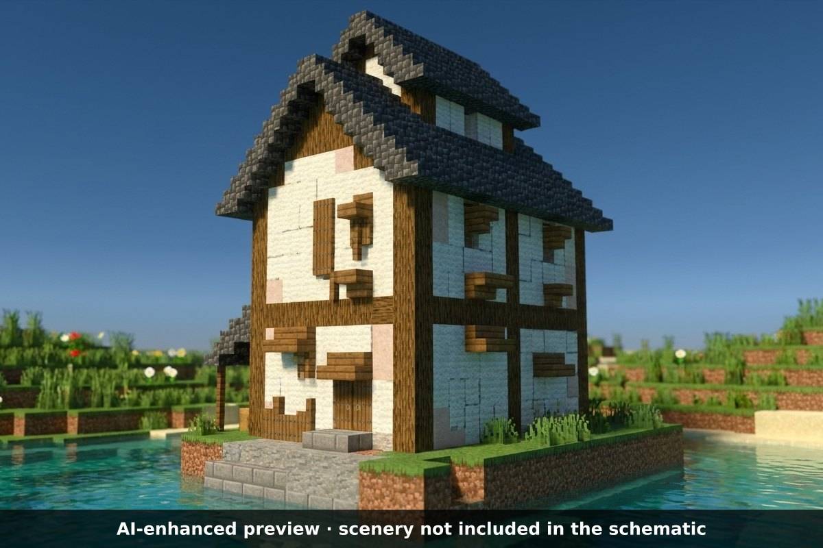 AI-enhanced preview: the scenery around the build is not part of the download.
