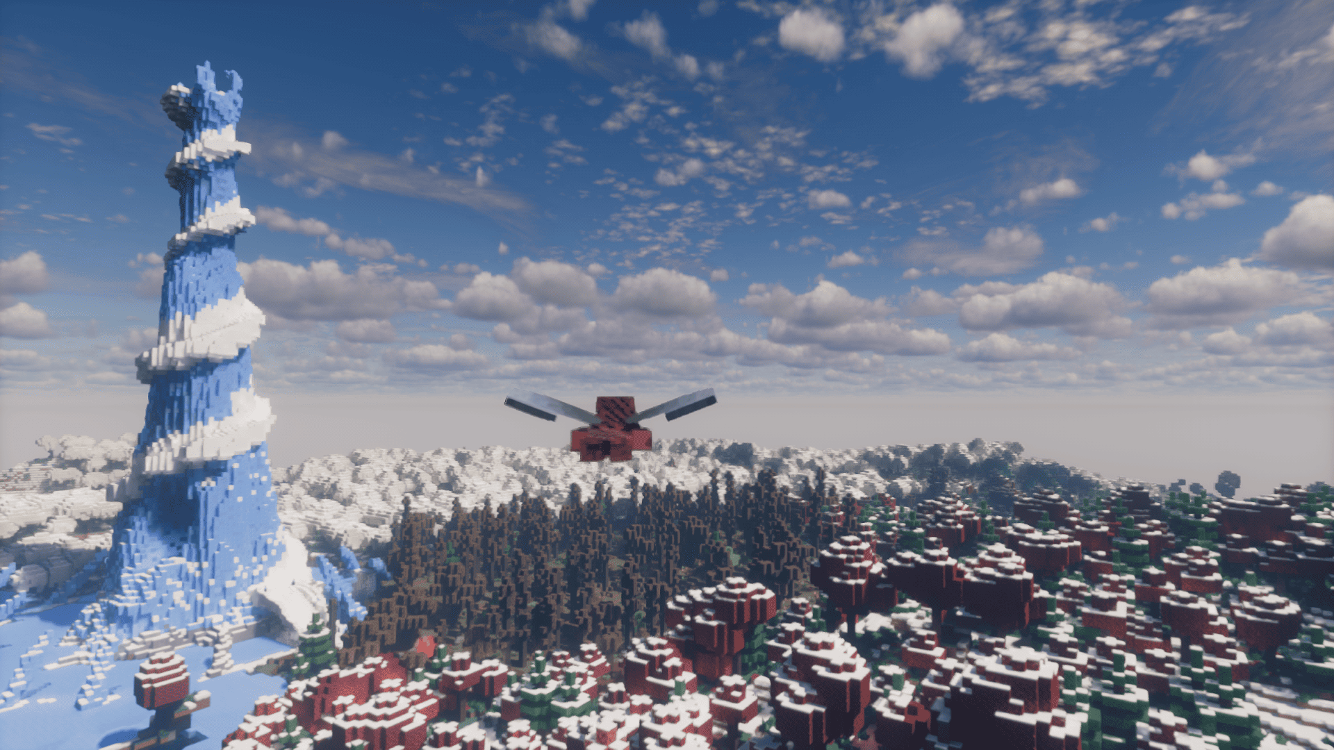 Elytra becomes way more fun in a beautiful world with beautiful structures!