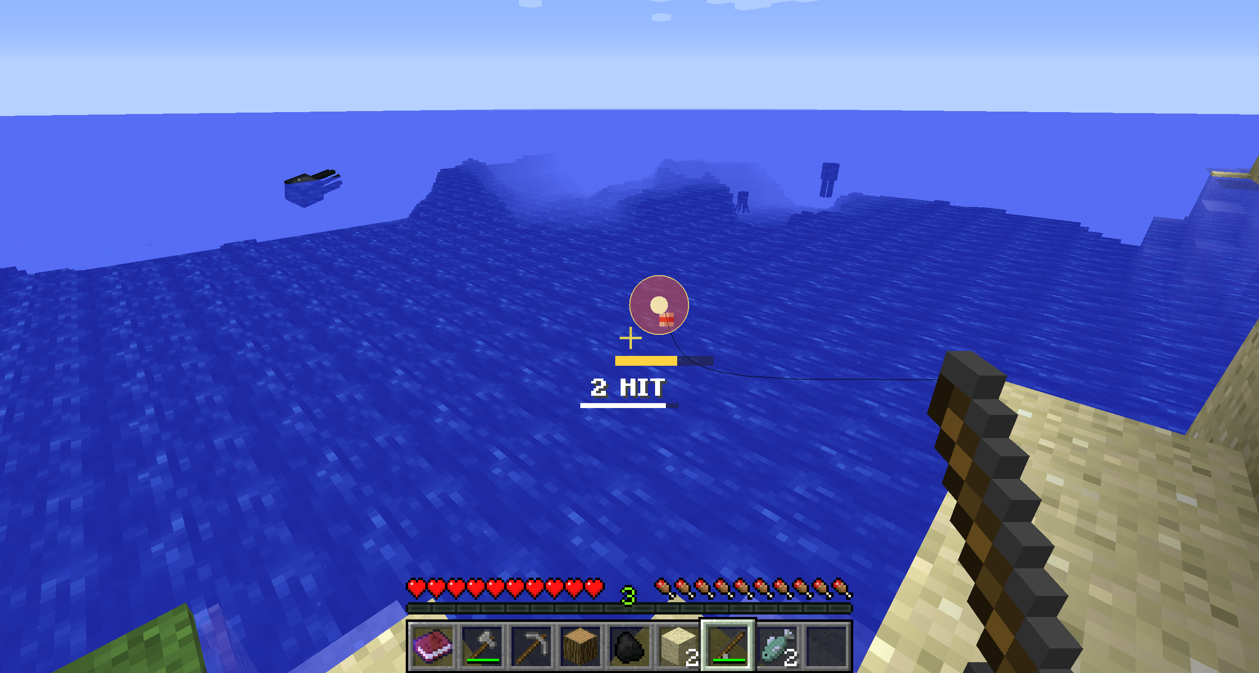 Click the spot near the bobber to make fish bite sooner.