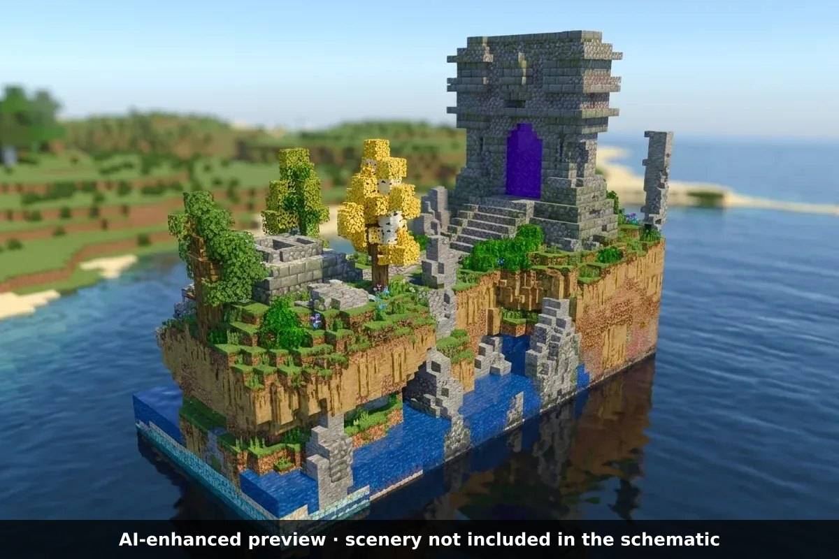 AI-enhanced preview: the scenery around the build is not part of the download.