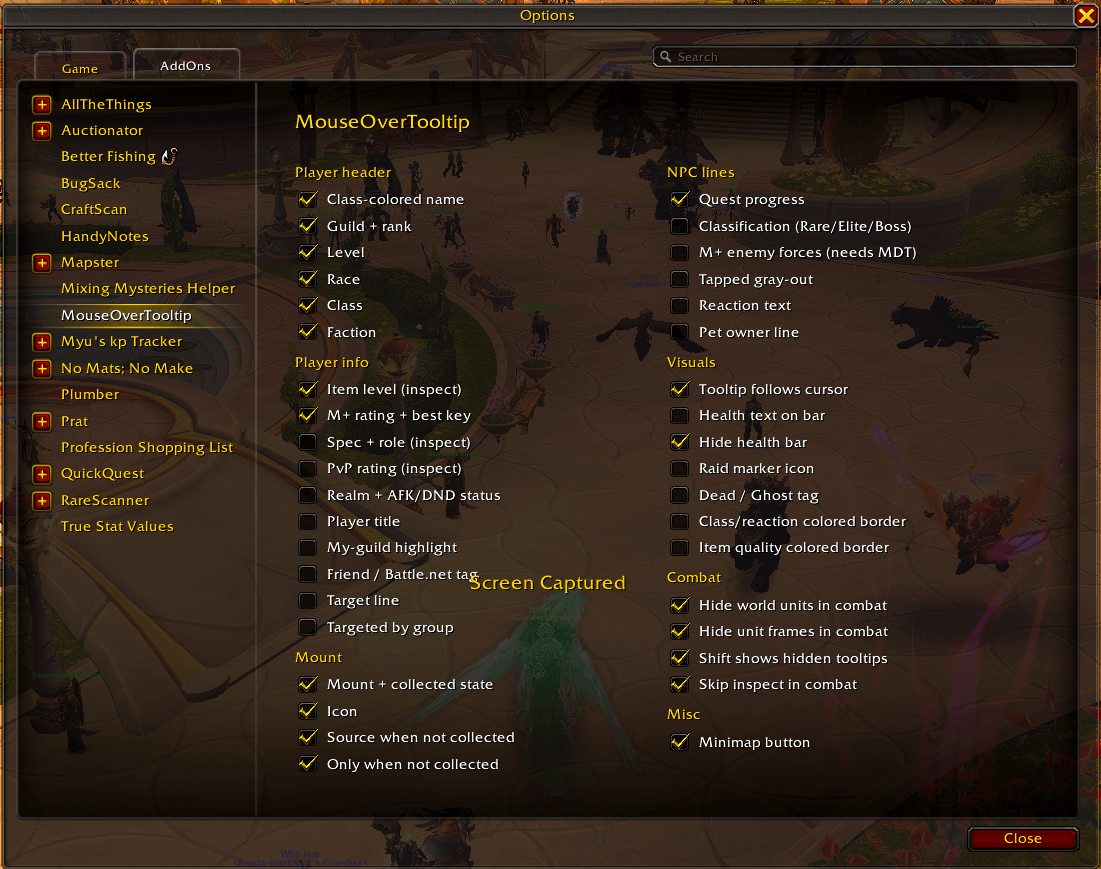 All MouseOverTooltip settings on one page