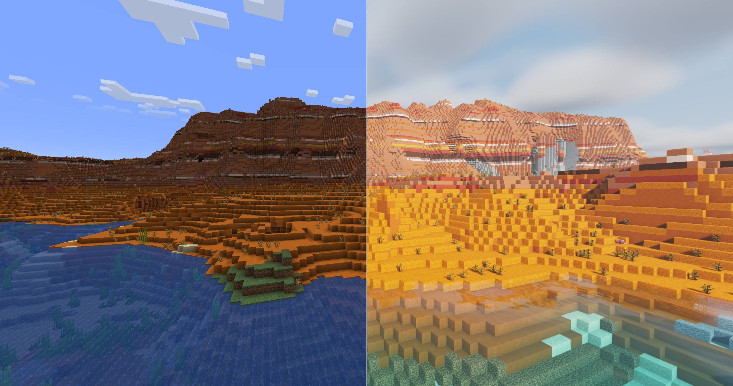 Thumbnail Shaders disabled on the left; Firmament High on the right. Original gameplay captures with no color adjustments.