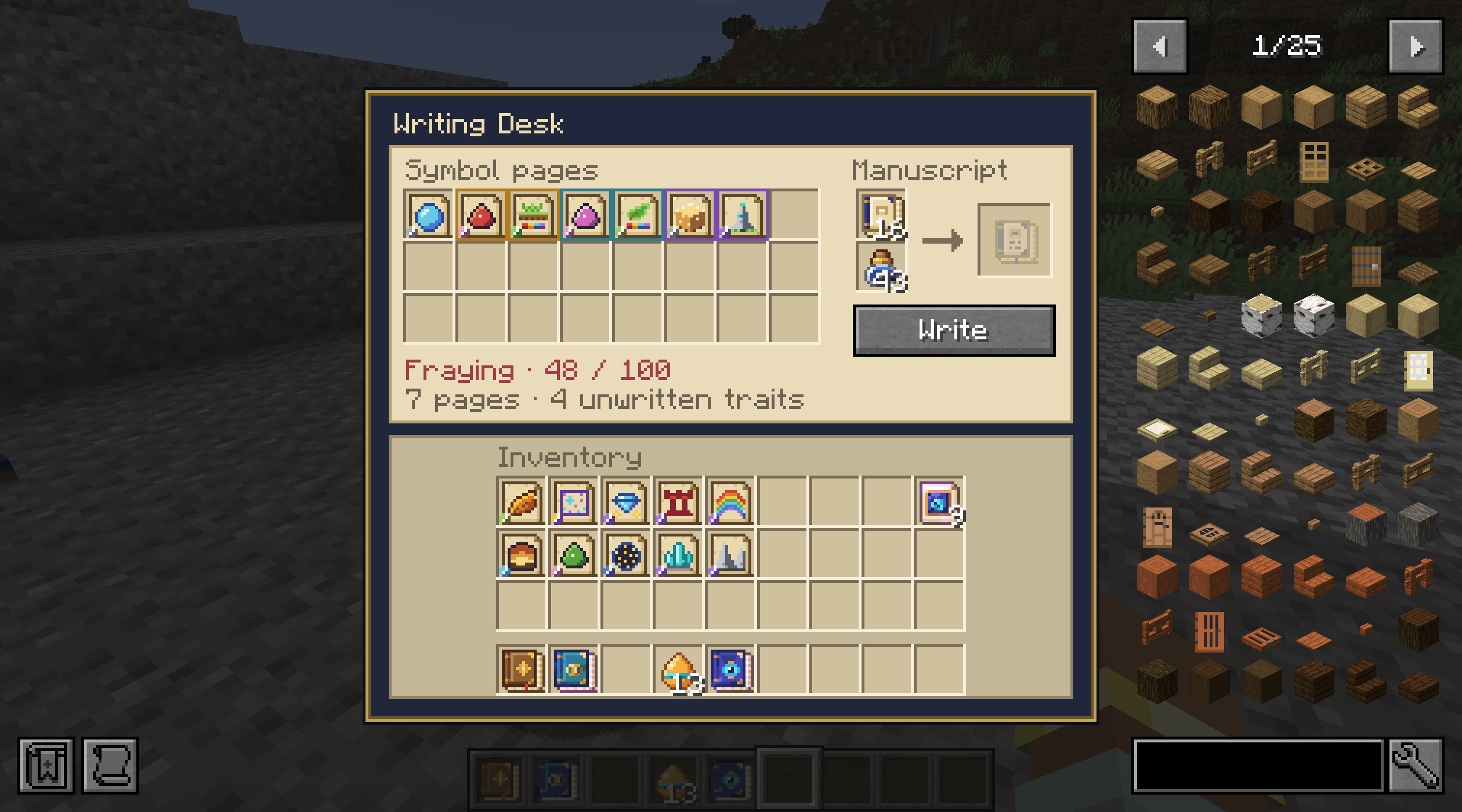 Combine pagess that you find around the world to craft your dimensions.