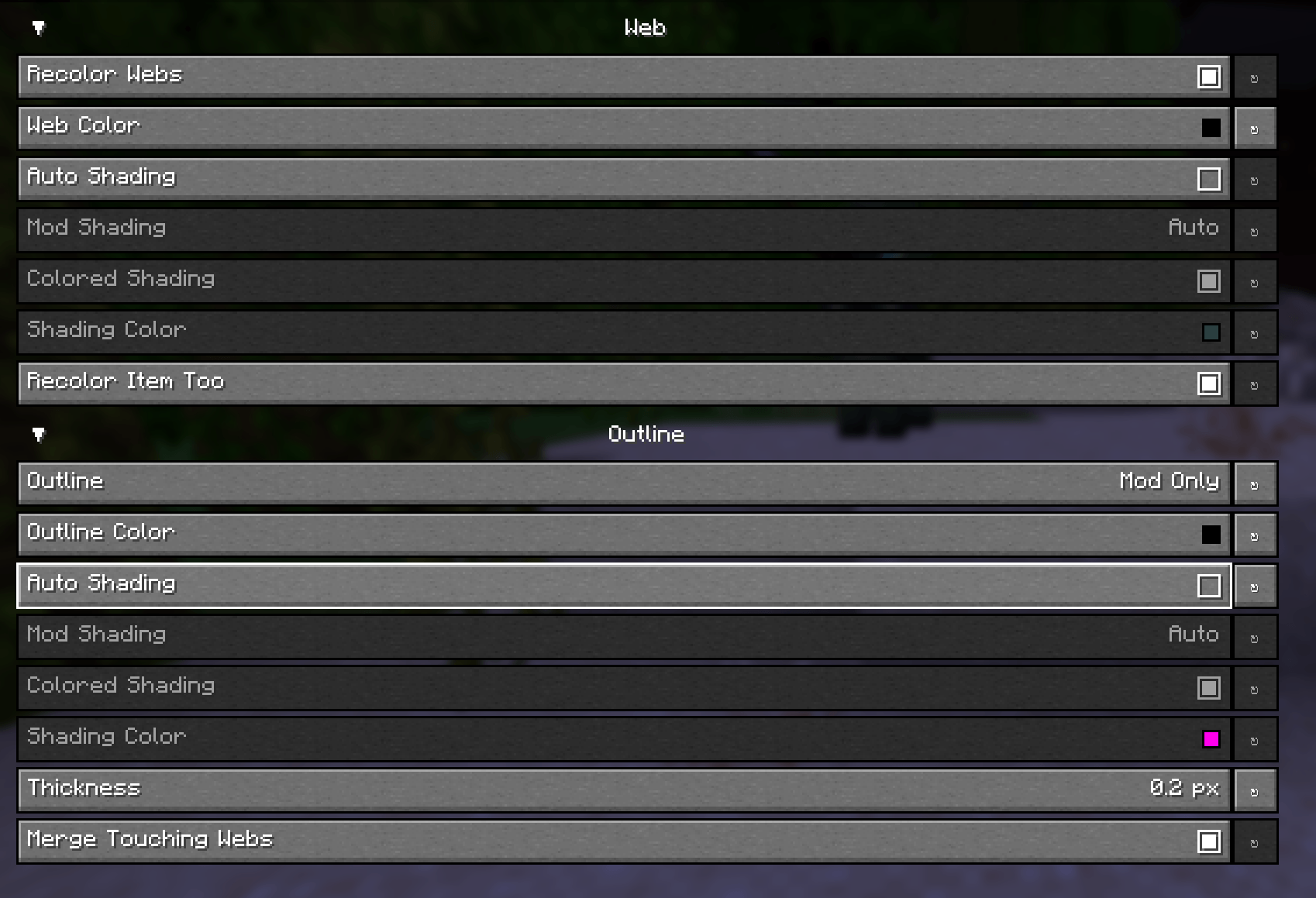 The latest added features of the Cobweb Customizer Mod!