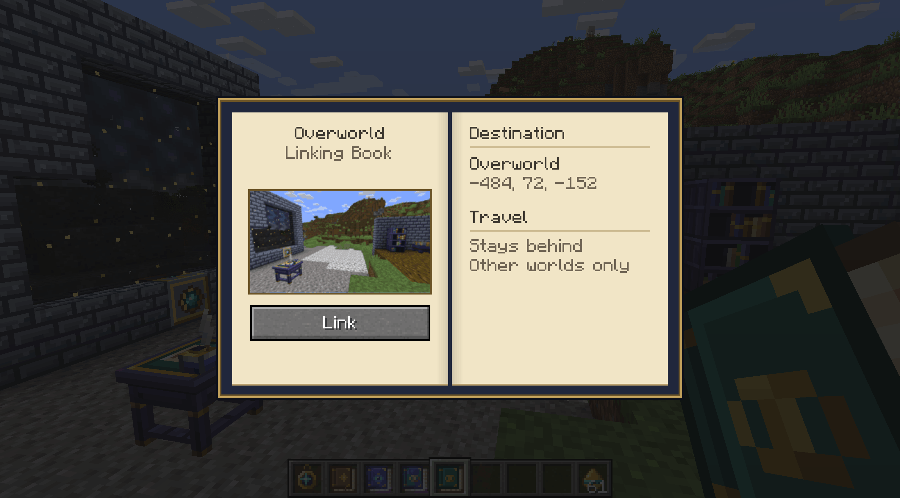 Create linking books which let you teleport within the overworld.