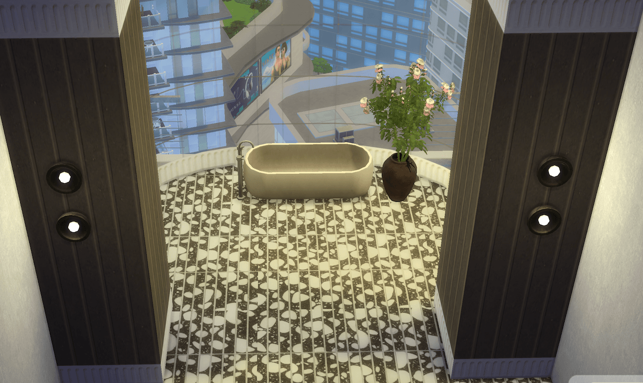 Domino Terrazzo Floor (shown with Vertical Cut Stone wall, Earthy Limewash wall, V.1 Trim Window/wall)