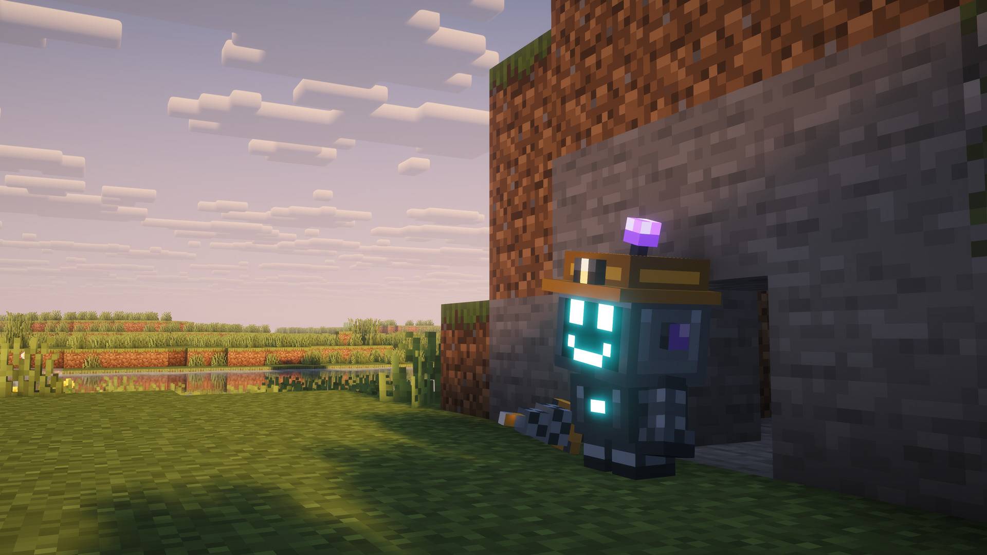 Thumbnail The Silex bot steps out of a hillside it just dug through, its screen face smiling