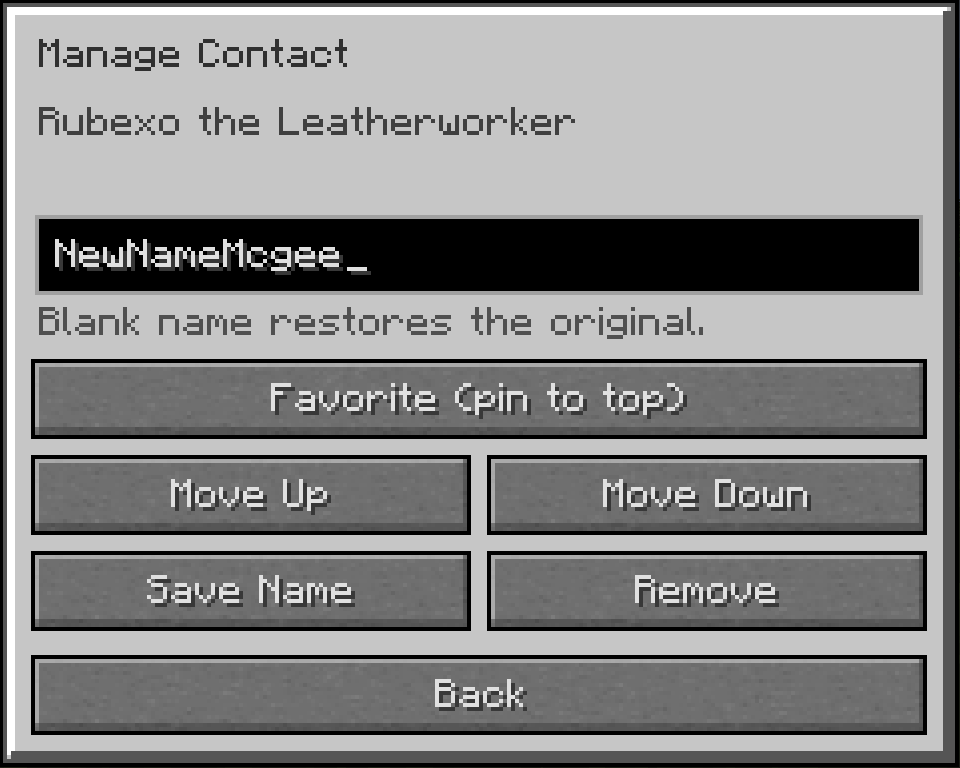 Manage Villager Menu