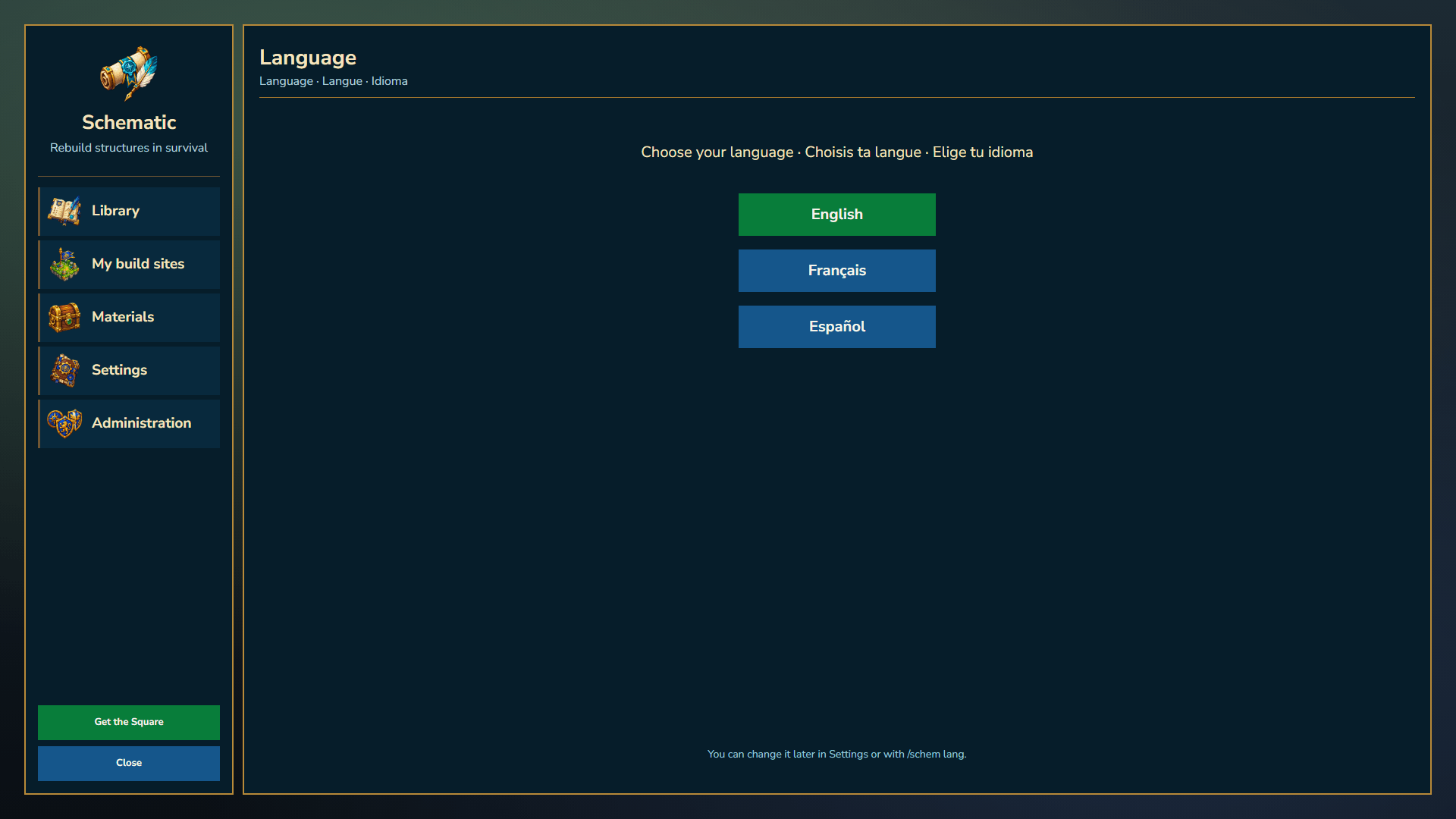 Language choice on first use
