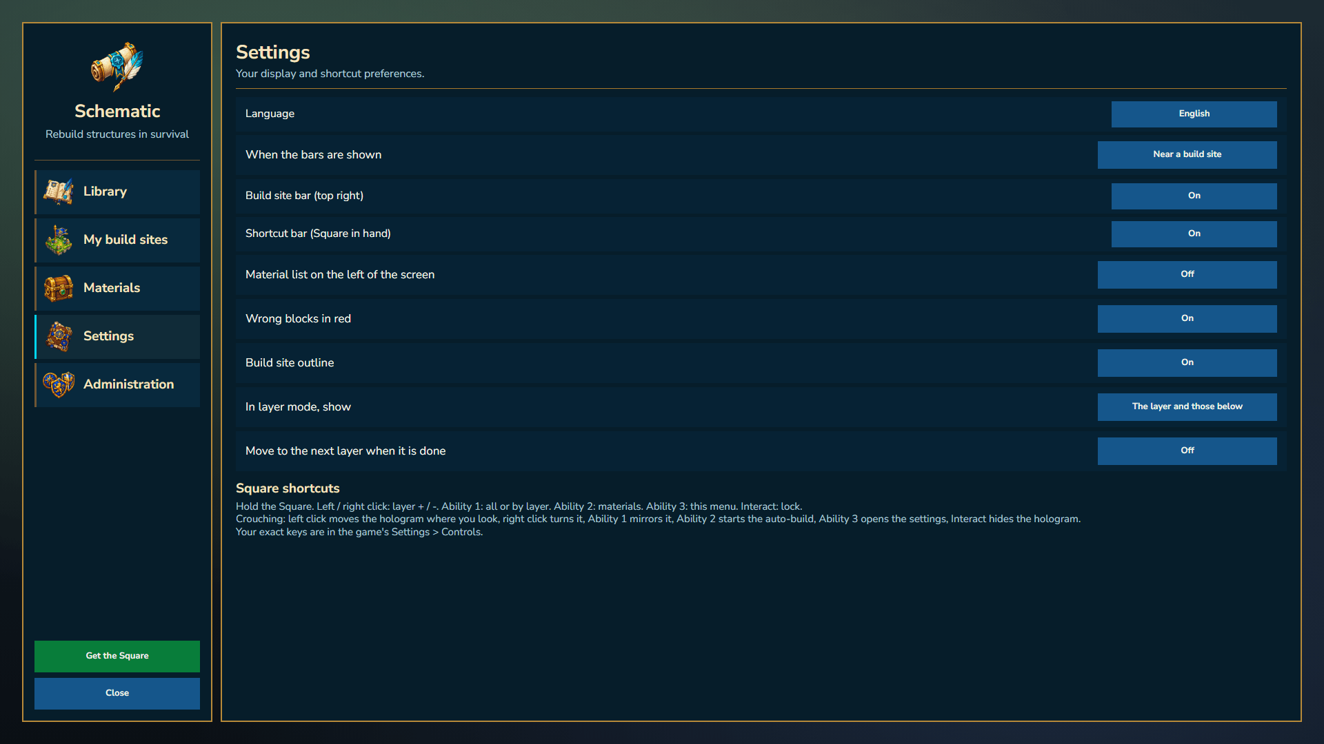 Player settings