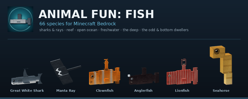 Animal Fun: Fish — 66 species for Minecraft Bedrock