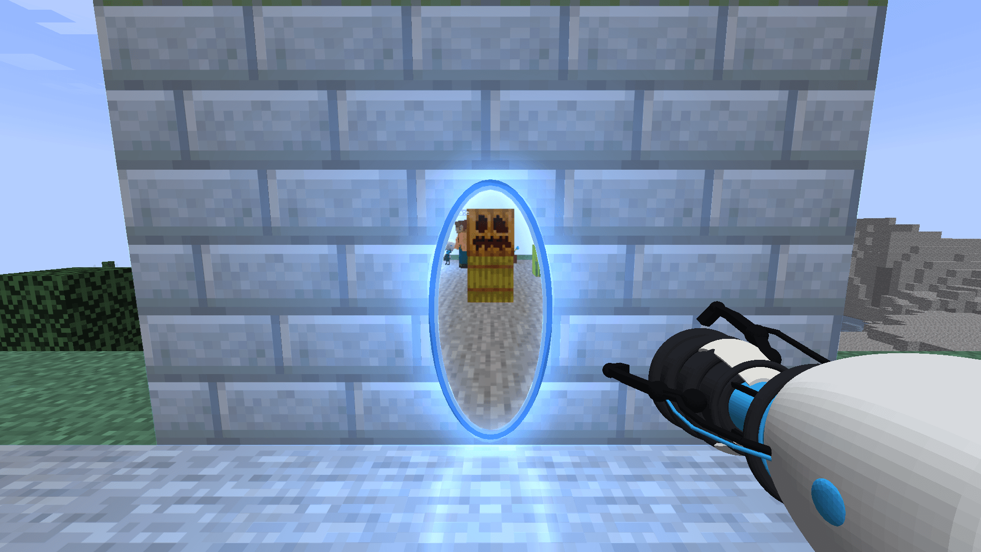 Thumbnail Look through the blue portal and see the orange side in real time.