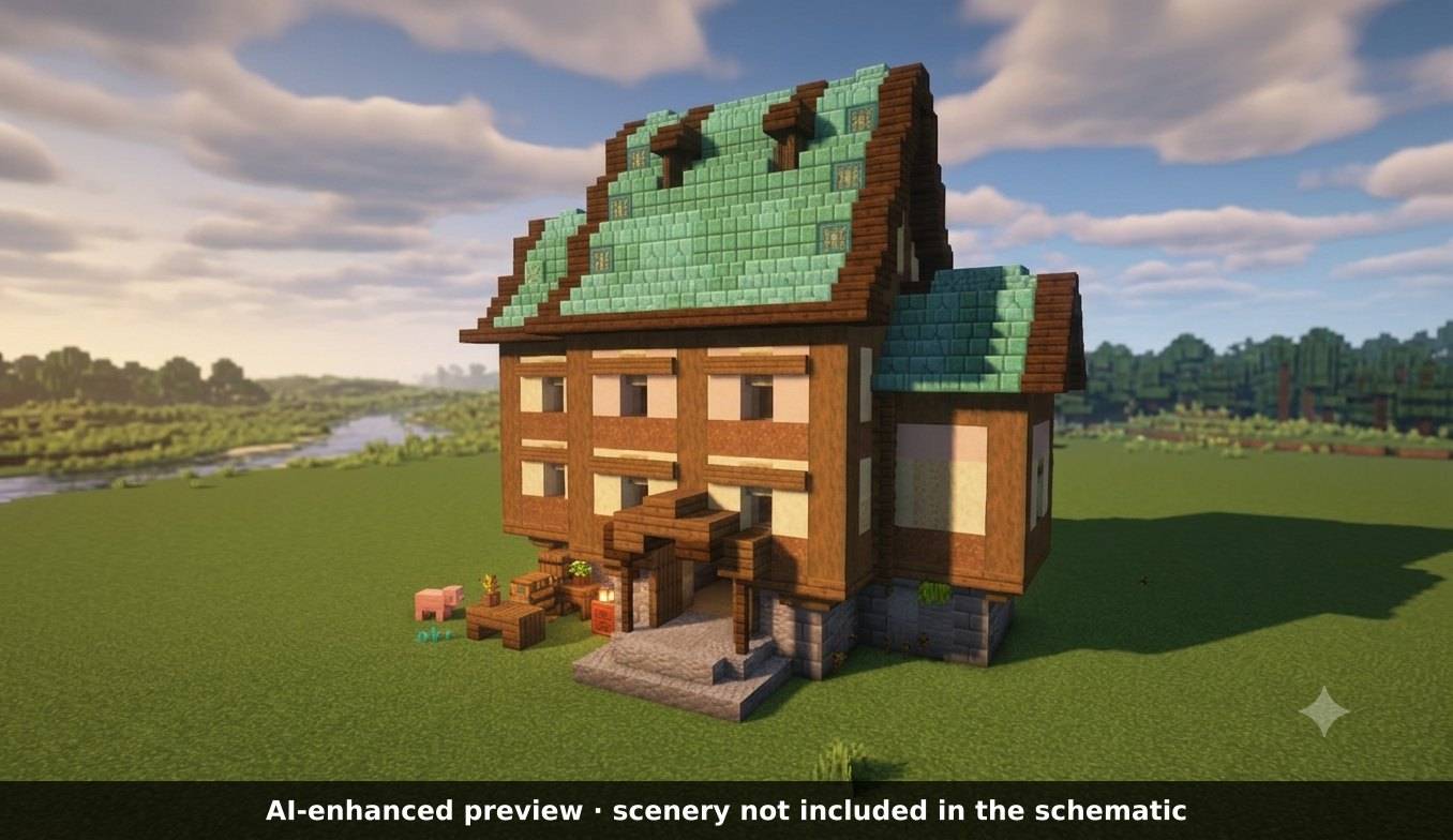 AI-enhanced preview: the scenery around the build is not part of the download.