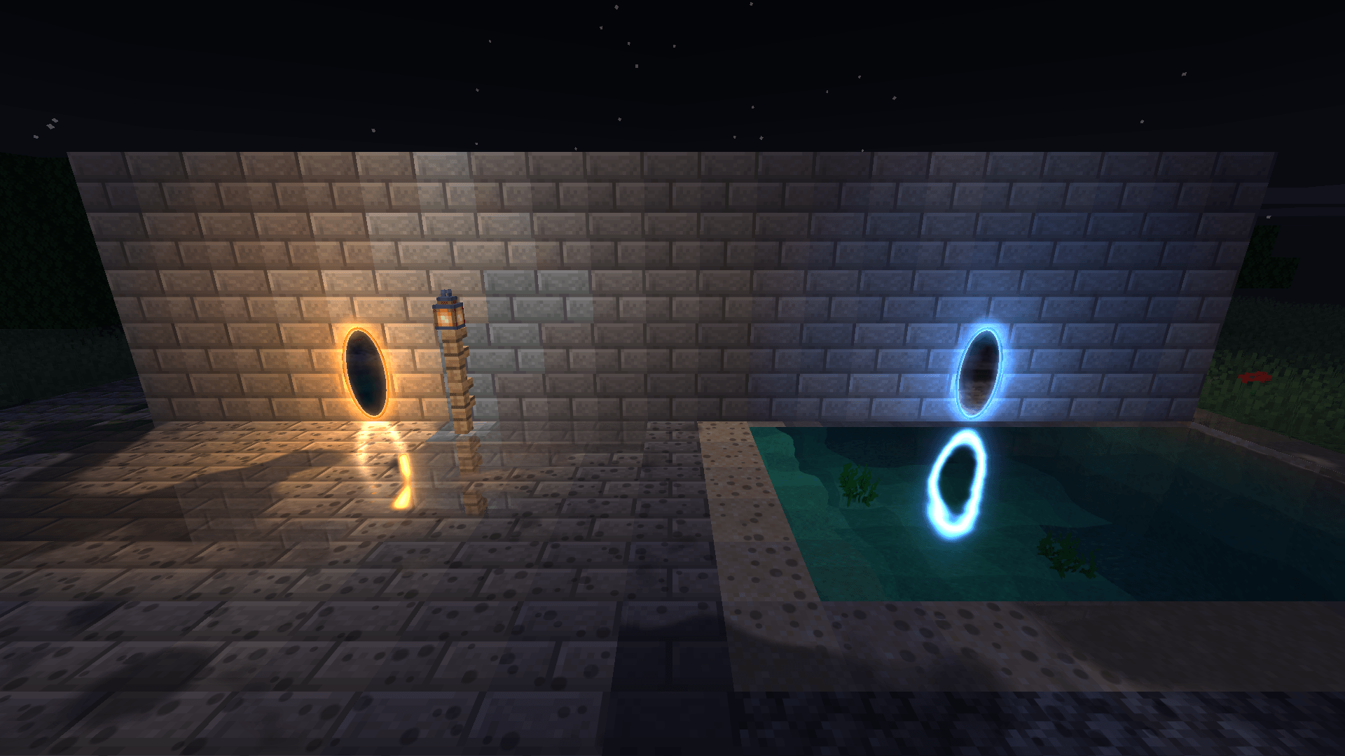 Thumbnail Portal light and wet stone at night.