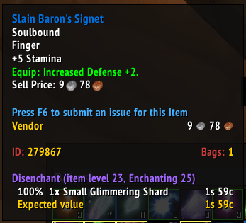 Disenchant Value Tooltip