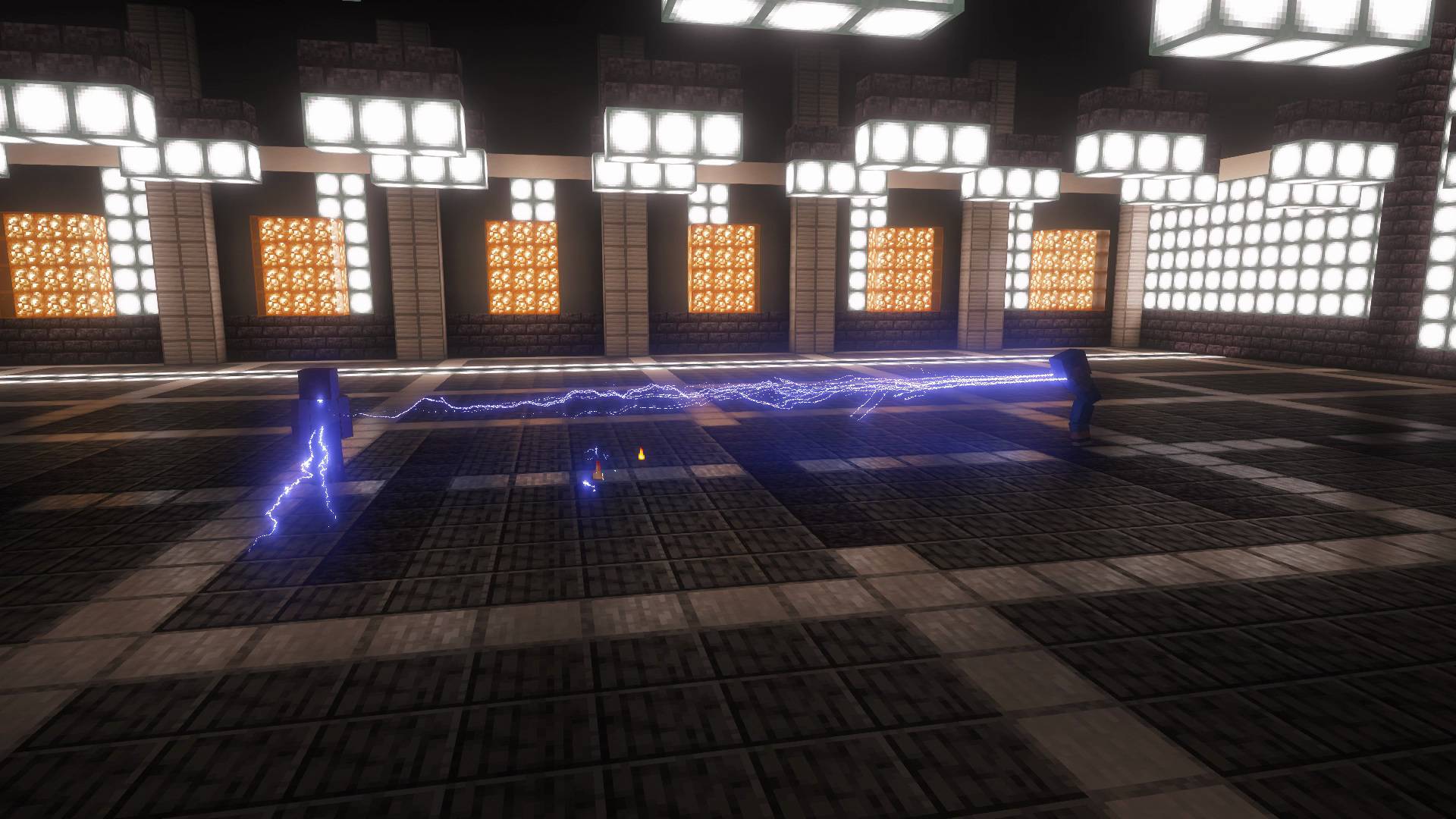 Thumbnail Force lightning gathers at the defending saber, with sparks along the blade. Recorded gameplay from the development build.