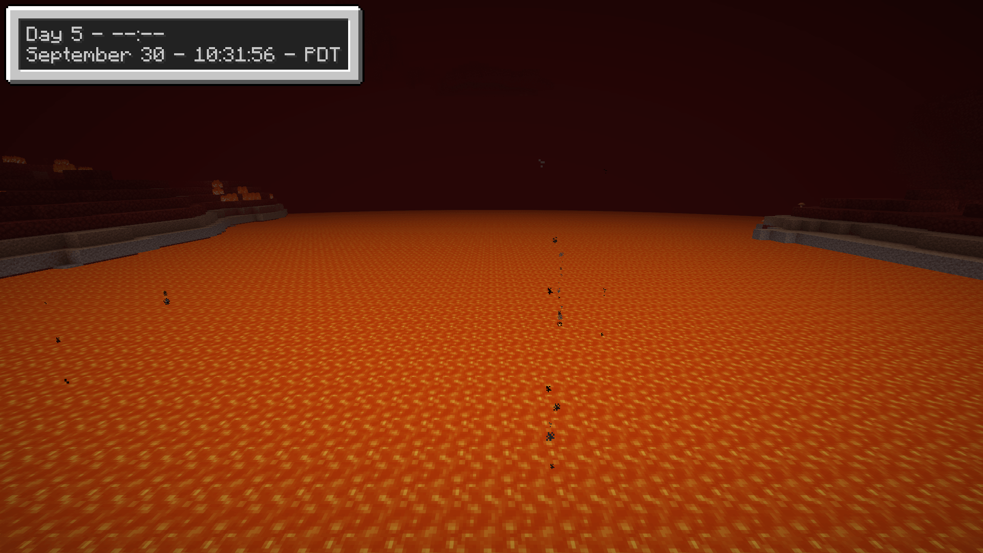 There is no sun in the Nether, so the world's time shows as dashes.