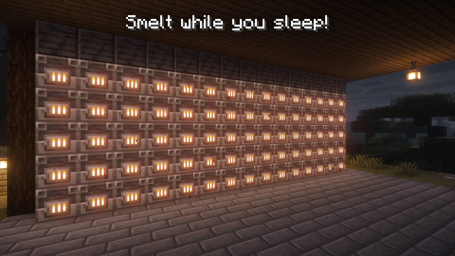 All your furnaces, blast furnaces, smokers, campfires, and more will continue to work through their inventories when you sleep, allowing you to wake up with fully smelted ores and cooked food.