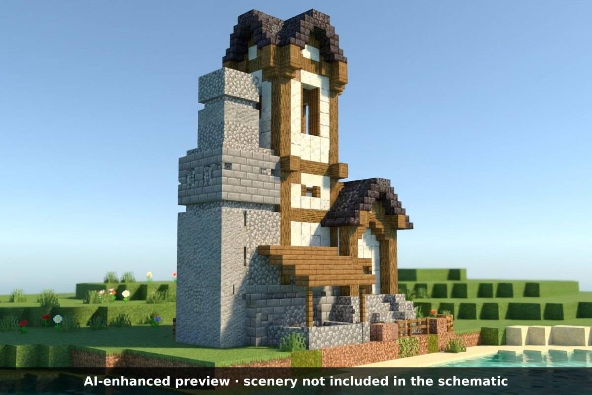 AI-enhanced preview: the scenery around the build is not part of the download.