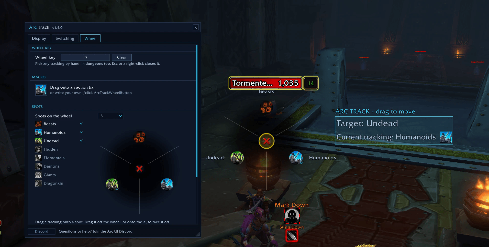 Arc Track: the tracking wheel, its options and the dungeon readout