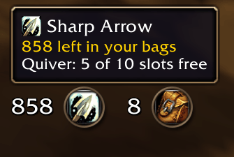 The ammo tooltip: arrows left in your bags and free quiver slots