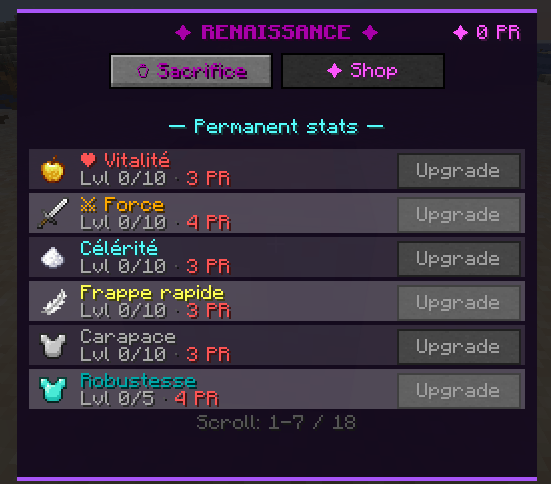 Permanent upgrades
