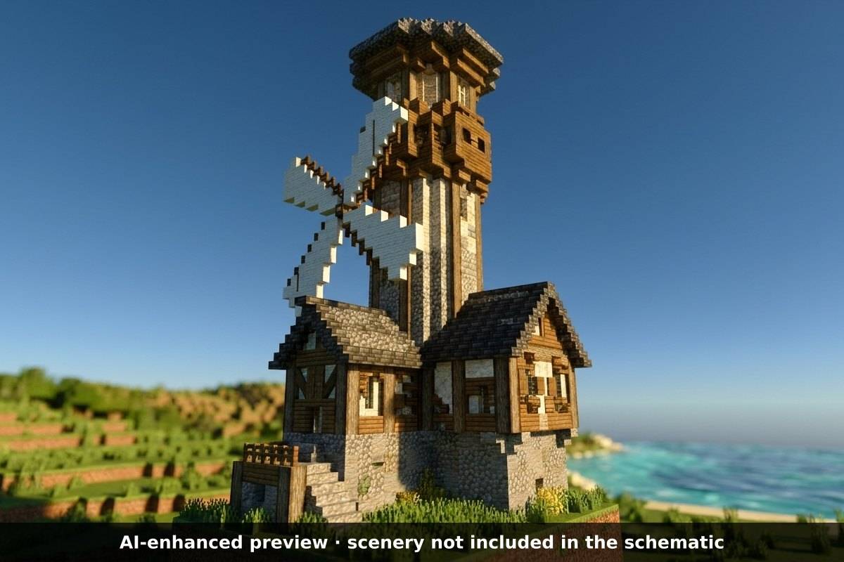 AI-enhanced preview: the scenery around the build is not part of the download.