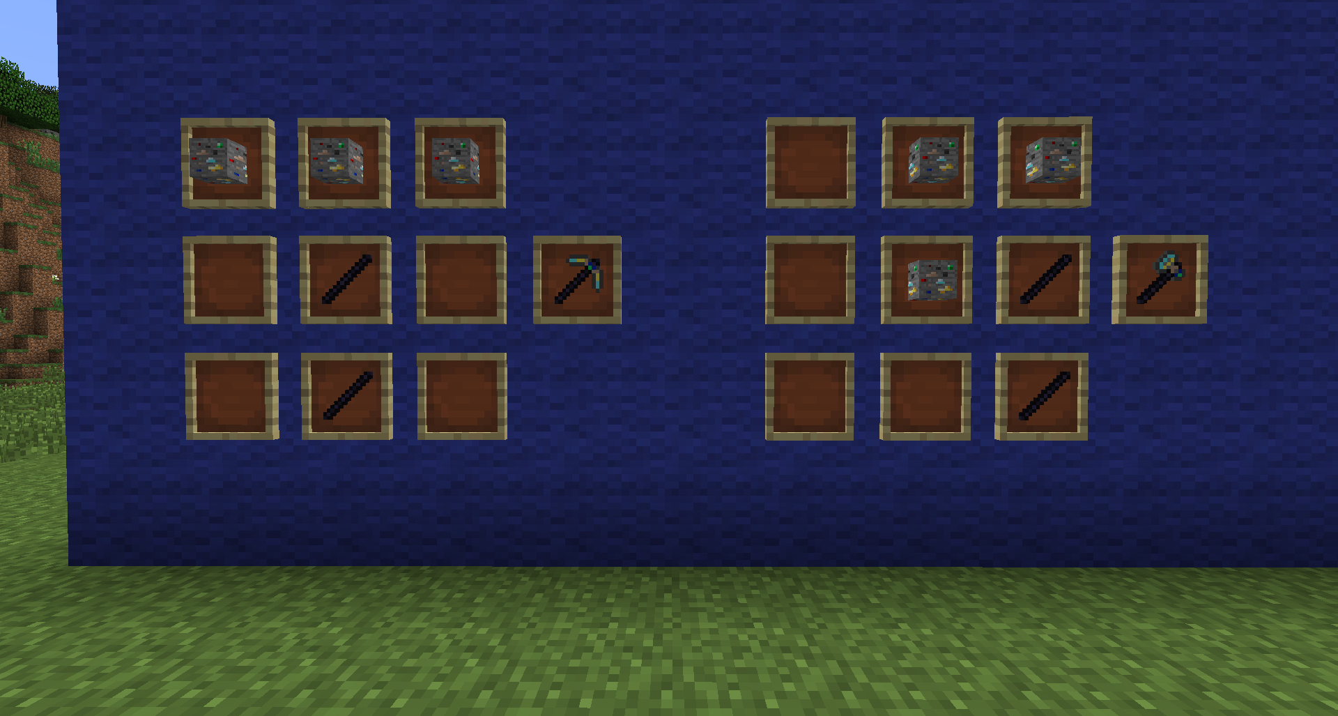 Crafting recipes for the Pickaxe and Axe.