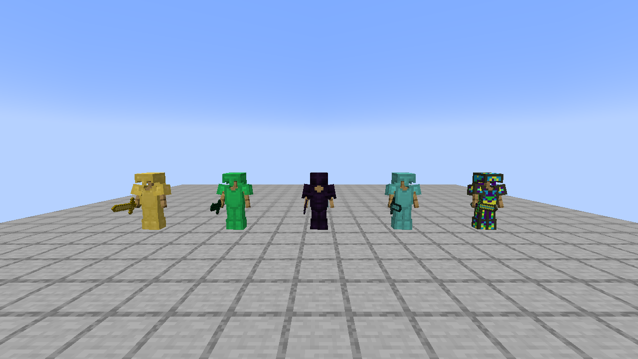 Complete reinforced gold, emerald, obsidian, ectoplasm, and overpowered armor sets in Minecraft 1.21.1 (NeoForge).