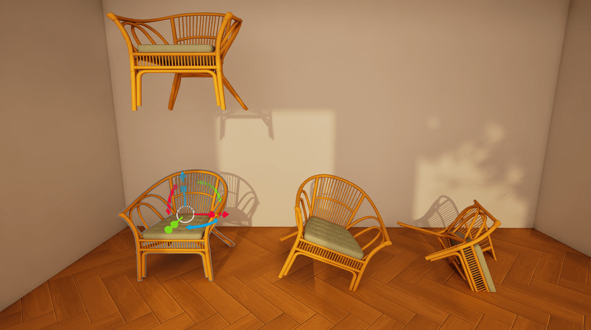 Thumbnail Raise objects off the floor, leave them floating or lean them at any angle. They keep their height when moved.