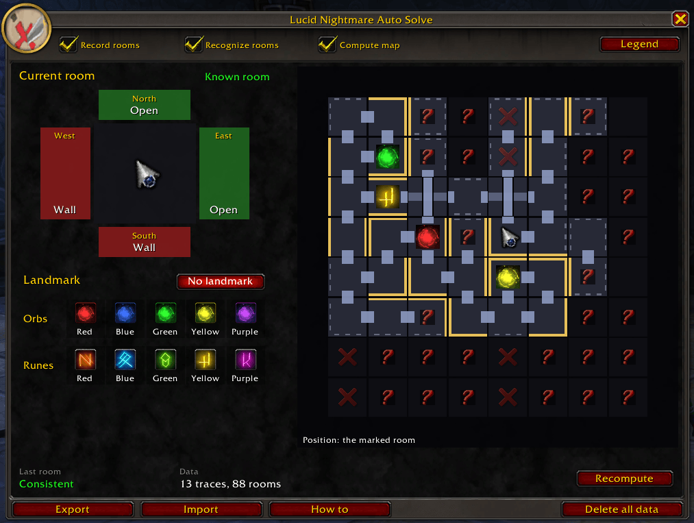 Main window, showing a partially explored maze.