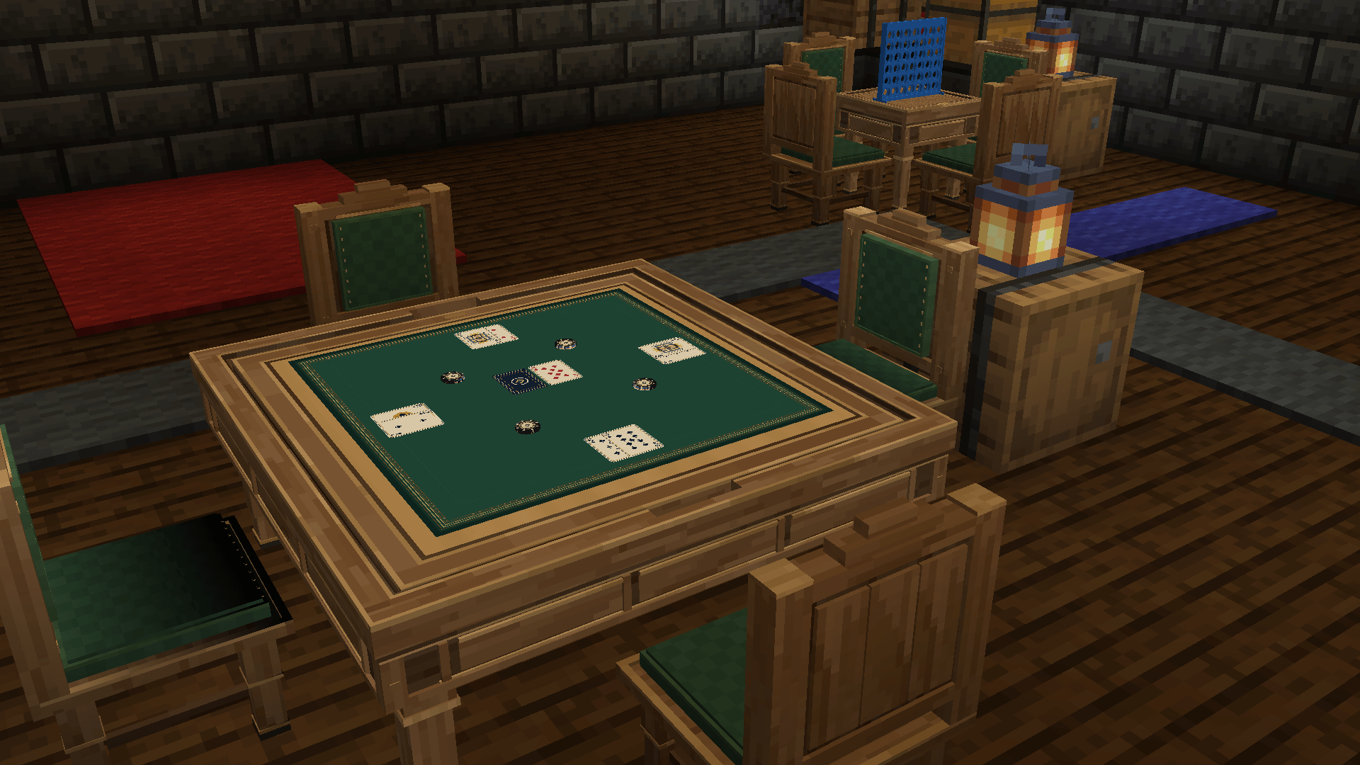 Thumbnail Face-up player hands and an automatic dealer. The dealer hole card remains concealed during play until resolution.