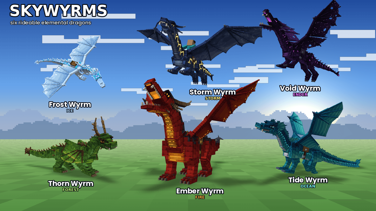 Skywyrms - six elemental dragons