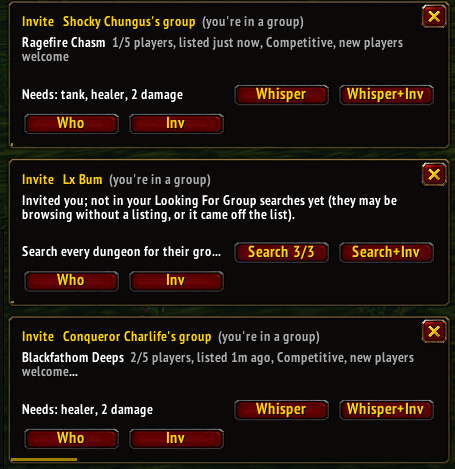 Invites after the search