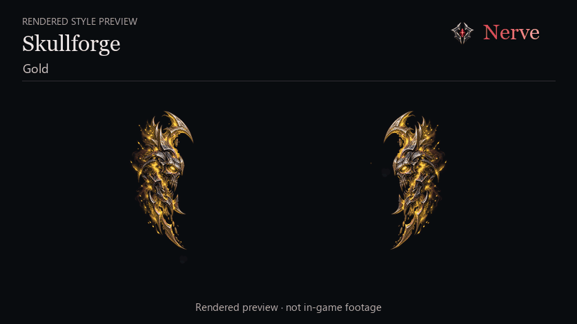 Nerve — Skullforge in Gold and Warstorm in Cyan, rendered animation preview