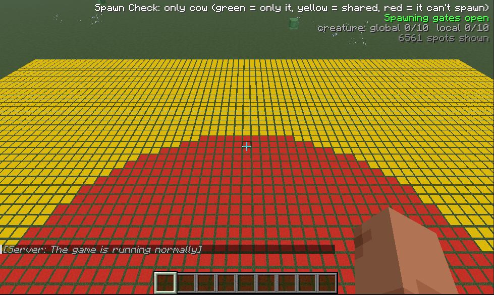 Only mode: yellow where other mobs can spawn too