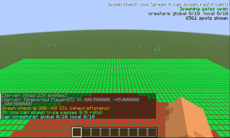 Why a spot is green: the cow can spawn