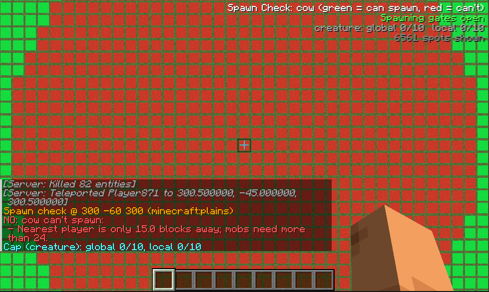 Why a spot is red: the nearest player is only 15 blocks away