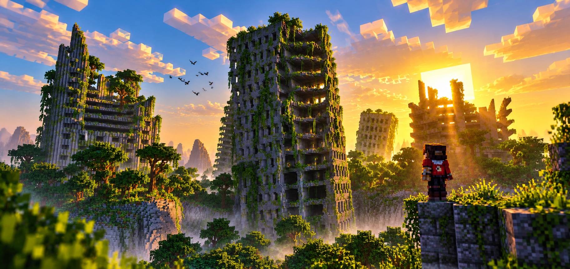File:map Windows Abandoned Overgrown City (Achievements On) | Minecraft PE Maps
