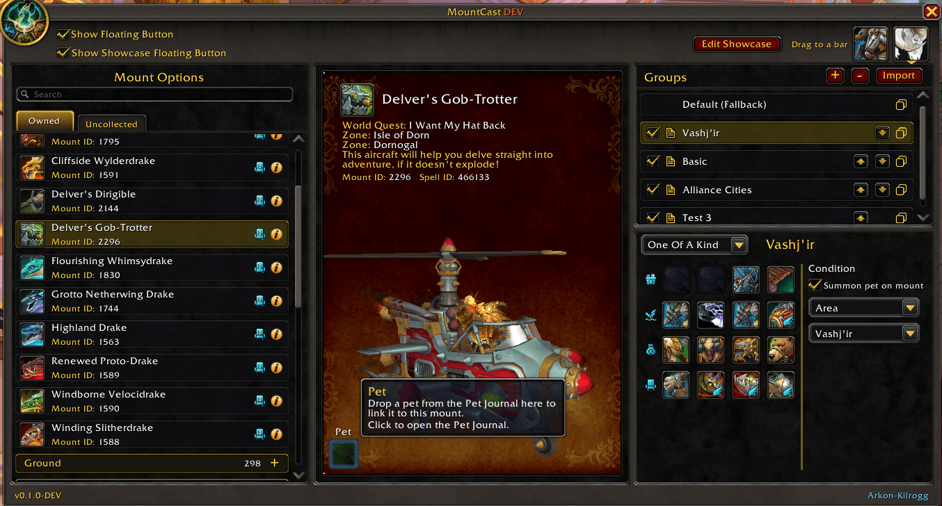 Deferent mount group styles
