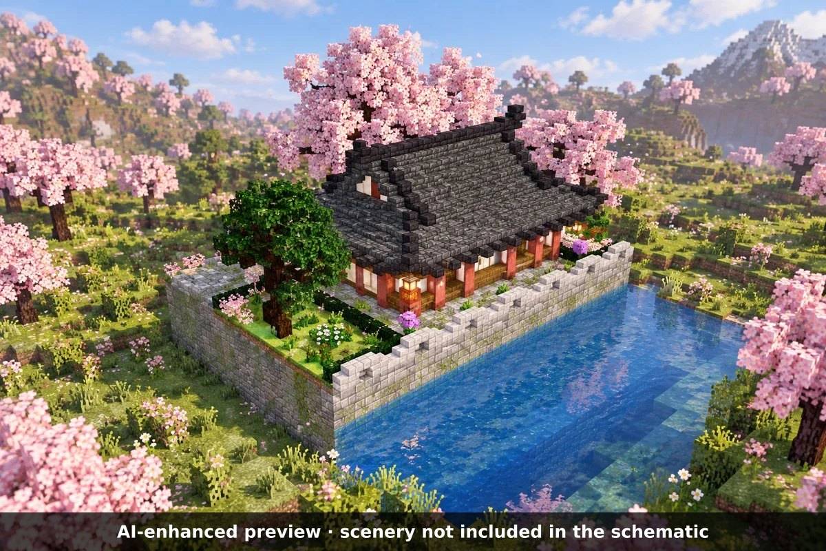 AI-enhanced preview: the scenery around the build is not part of the download.