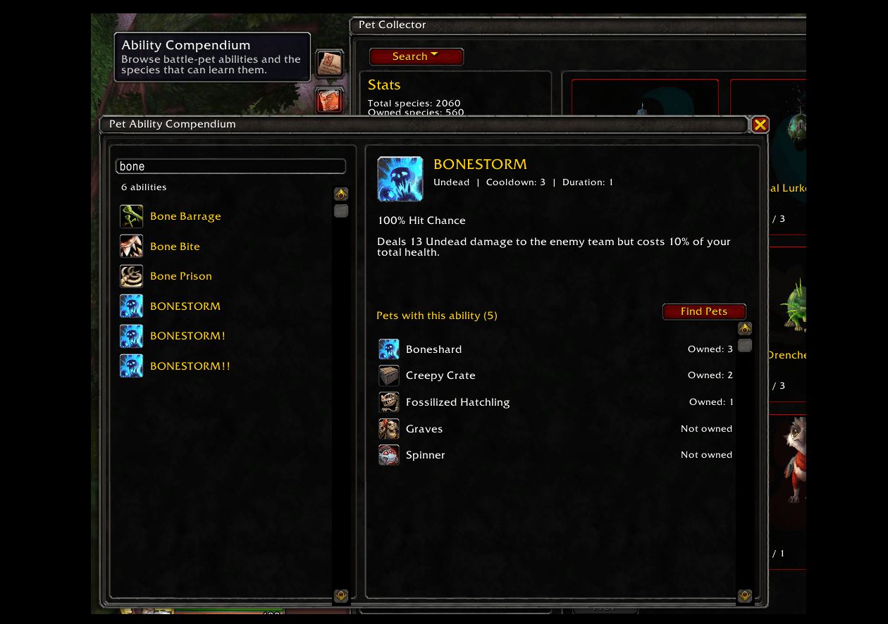 Search by pet battle ability.