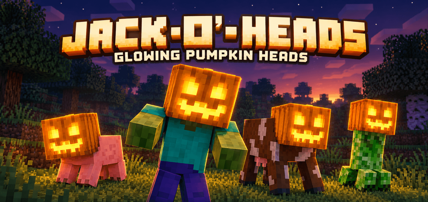 Jack-o'-Heads | Glowing Pumpkin Heads | Minecraft PE Texture Packs