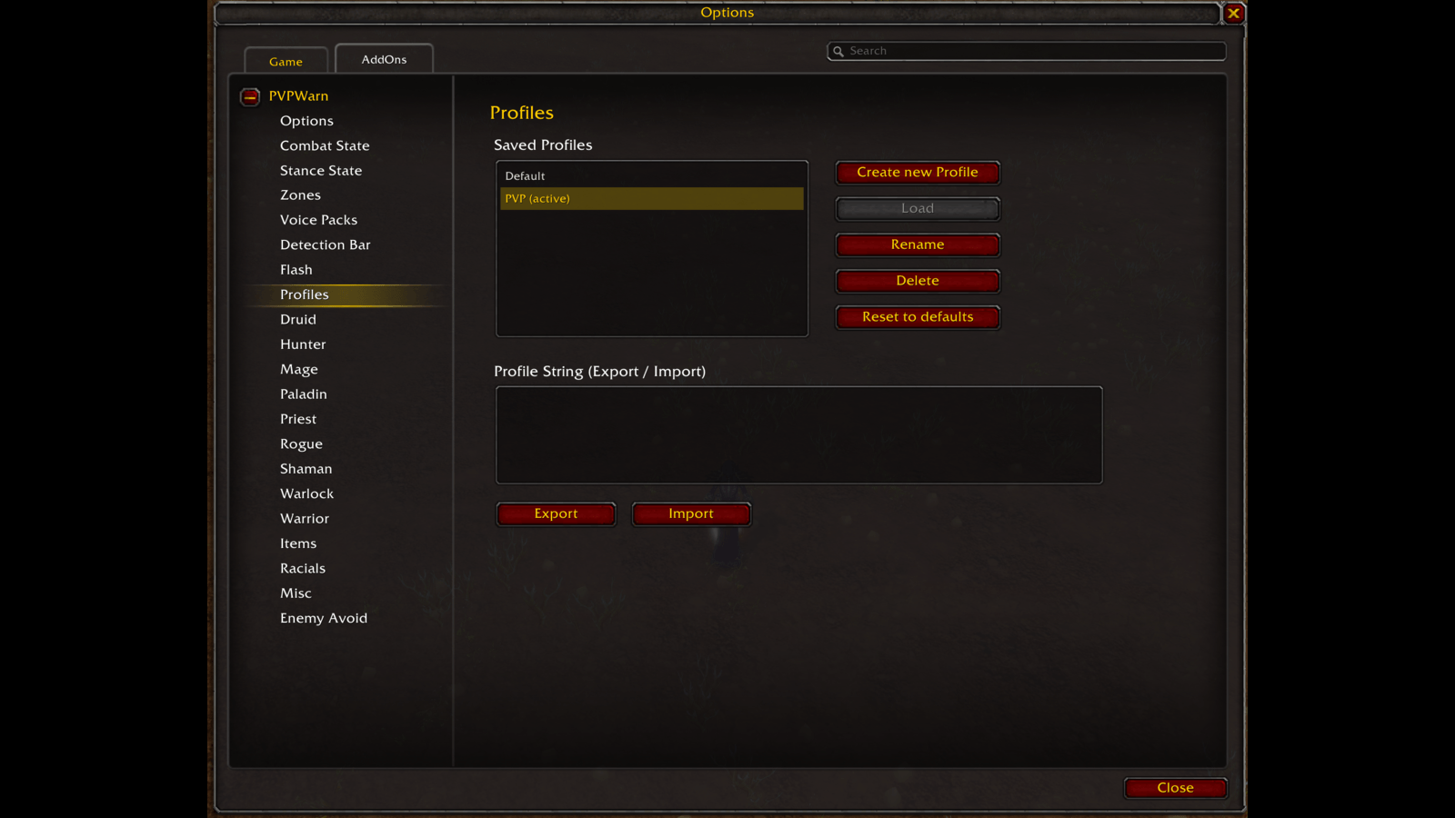 Thumbnail Save your spell selection as named profiles and switch between them, or share one with another character or player using the export/import string. A class default profile is loaded on first use.