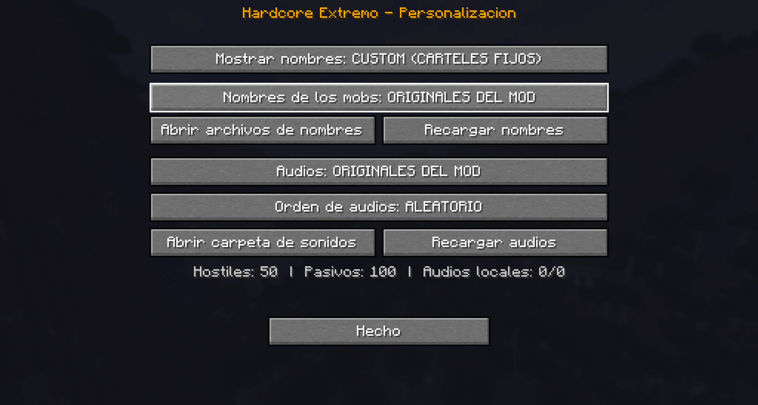 Configure mob names, nameplate visibility, death sounds and synchronized multiplayer settings.