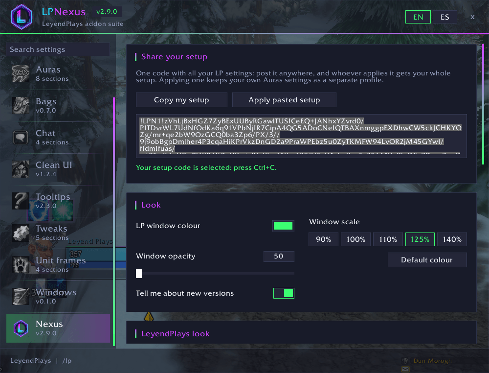 Share your setup with one code